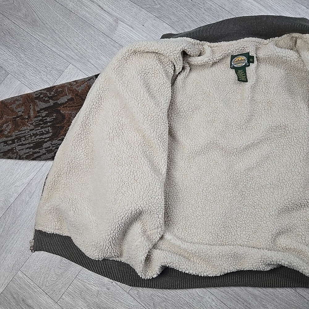 VTG Cabelas Large Wool Camo Sweater Realtree Lined Insulated Hunting Zip Jacket - Picture 16 of 16